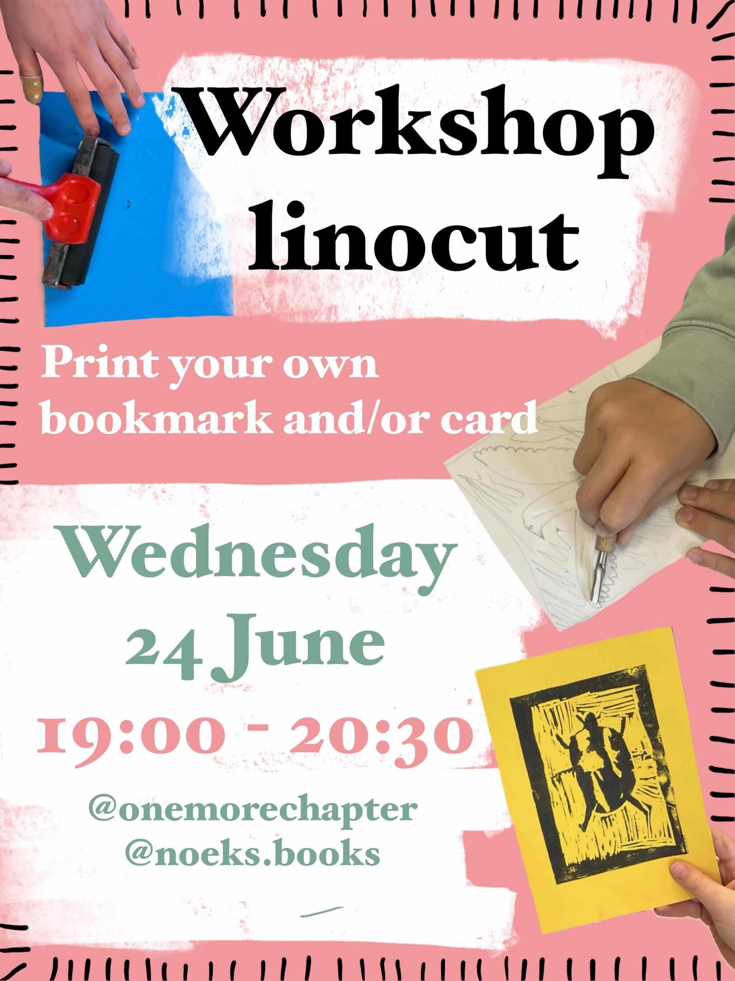 Workshop Linocut by @noeks.books | Wednesday 24 June | 19:00