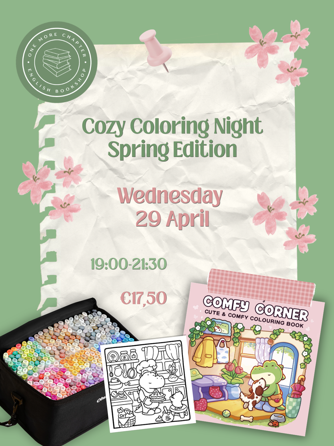 Ticket - Cozy Coloring Night Spring Edition | Wednesday 29 April 2026 | 19:00